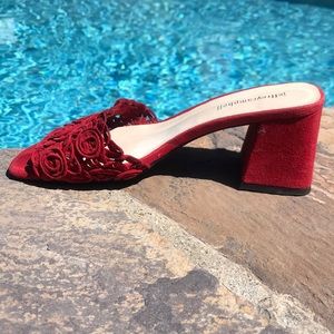 Adorable Jeffrey Campbell red suede mules 7  🌹